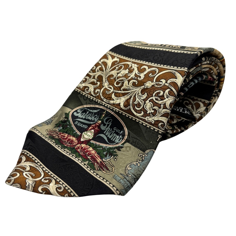 Tabasco‎ Brand Shrimp Cove Oysters Novelty Necktie 100% Silk Made in USA